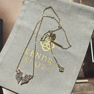 Kendra Scott Blair Butterfly Clear Crystal Gold Pendant Necklace